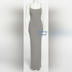 💕NWT SKIMS Soft Lounge Long Slip Dress Summer Collection Grey HEATHER GRAY S